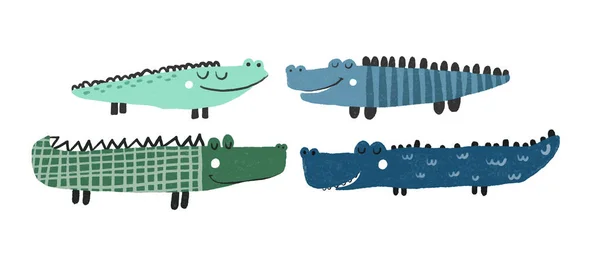 Enkel Barnslig Illustration Med Rolig Krokodil Roliga Barn Design Med — Stockfoto