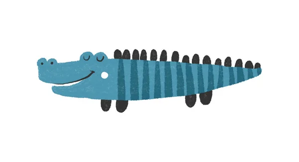 Enkel Barnslig Illustration Med Rolig Krokodil Barn Platt Design Klistermärke — Stockfoto