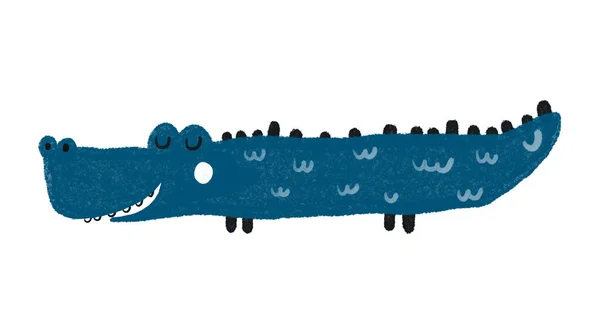 Enkel Barnslig Illustration Med Rolig Krokodil Barn Platt Design Klistermärke — Stockfoto