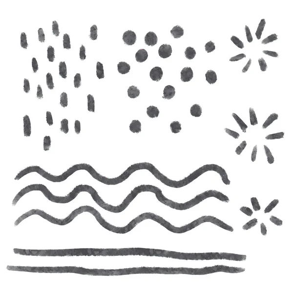 Arte Plana Simples Abstrata Desenhada Mão Com Linhas Preto Branco — Fotografia de Stock