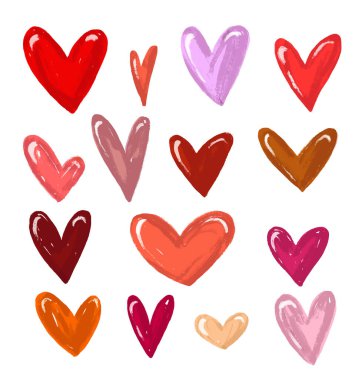 İskandinav tarzında, elle çizilmiş, çocuksu, basit, düz sanat. Sevimli bebek Sevgililer Günü illüstrasyonu. Aşk öğeleri olan çocuklar için çıkartmalar