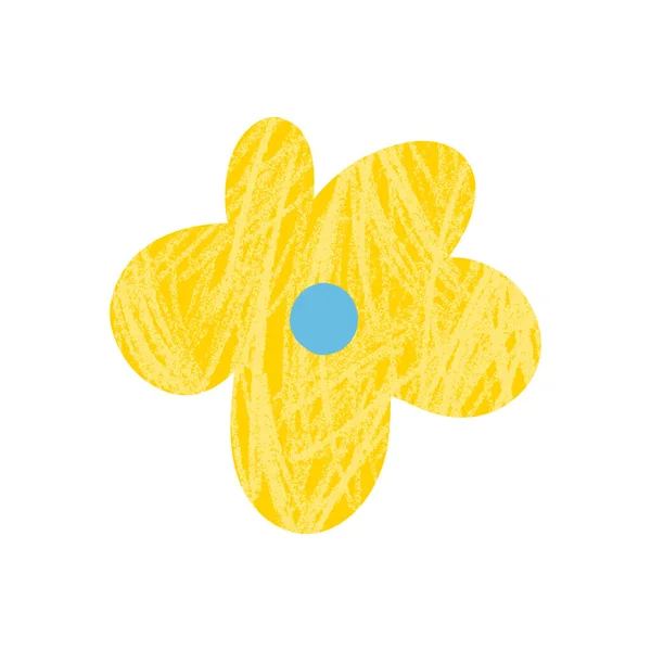 Hand Drawn Colored Childish Simple Flat Art Flowers Scandinavian Style — Stock Photo, Image