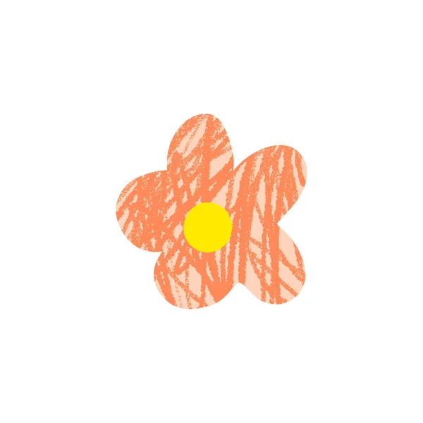 手绘彩色 简朴的平面艺术 花朵为斯堪的纳维亚风格 可爱的婴儿花图 带有植物学元素的孩子的贴纸 — 图库照片
