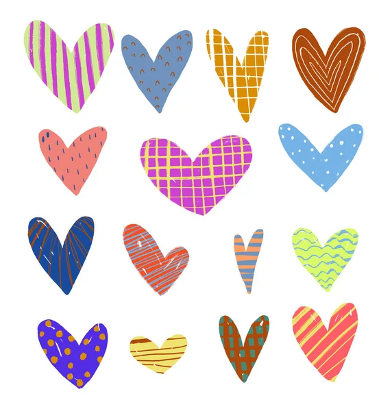 Hand Drawn Colored Childish Simple Flat Art Heart Scandinavian Style — Stock Photo, Image