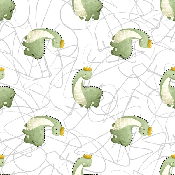 Kindliches Nahtloses Dino Muster Kids Baby Muster Mit Niedlichen Dinosauriern — Stockfoto