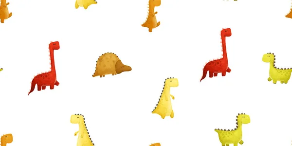 Παιδιά Χωρίς Ραφή Μοτίβο Αστεία Χρωματιστά Dinos Δεινόσαυρος Ατελείωτες Κλωστοϋφαντουργίας — Φωτογραφία Αρχείου