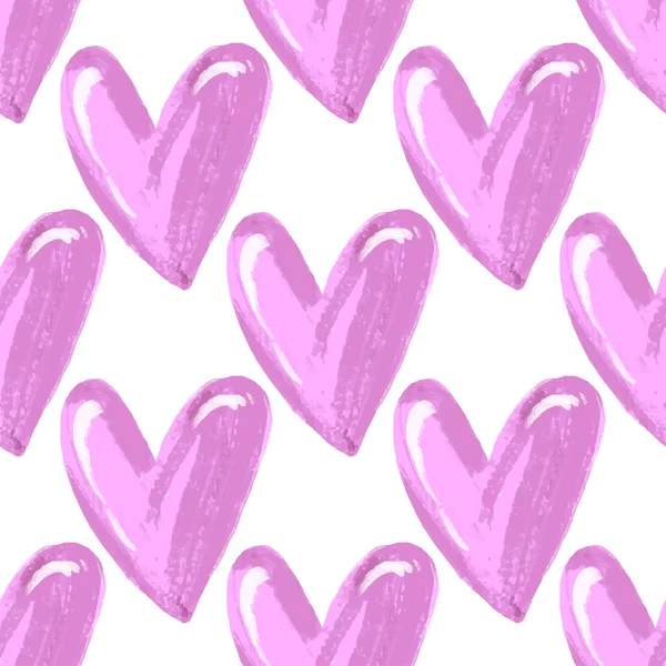 ピンクの心で美しいシームレスな背景 バレンタインデー シームレスな愛の心のデザインの背景 バレンタインデーのエンドレスパターン 色心でシームレスなテクスチャ — ストック写真