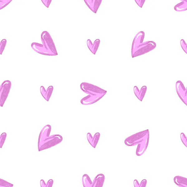 ピンクの心で美しいシームレスな背景 バレンタインデー シームレスな愛の心のデザインの背景 バレンタインデーのエンドレスパターン 色心でシームレスなテクスチャ — ストック写真