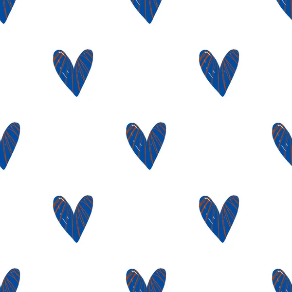 Schöne Nahtlose Hintergrund Mit Handbemalten Herzen Valentinstag Dekoration Zum Valentinstag — Stockfoto