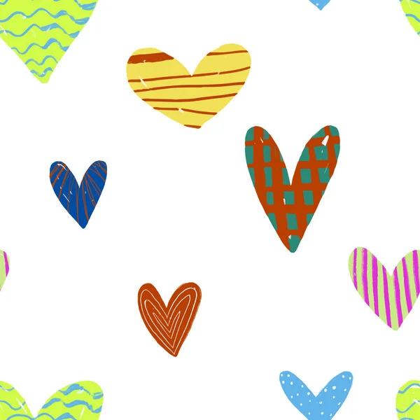 Beautiful Seamless Background Hand Painted Hearts Valentine Day Decoration Valentine — Stock Photo, Image