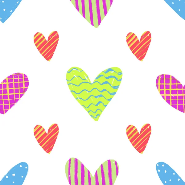 Beautiful Seamless Background Hand Painted Hearts Valentine Day Decoration Valentine — Stock Photo, Image