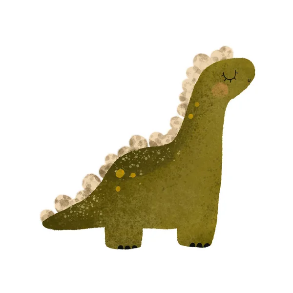 Ilusão Desenhada Mão Bonito Com Brinquedo Dino Verde Fundo Branco — Fotografia de Stock