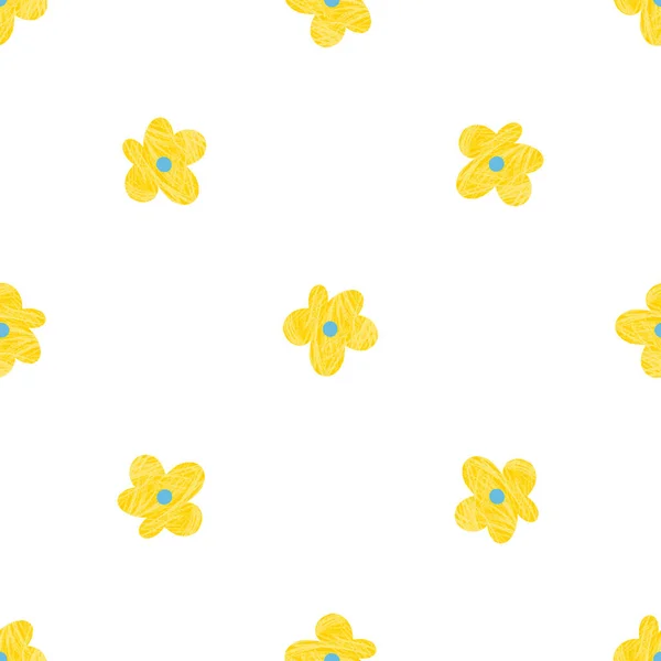 幼嫩无缝的花序花序花序图案 白色背景上的花 涂鸦风格 复古花卉背景设计 纺织品 斯堪的纳维亚苗圃印花 有趣的当代简约的Boho背景 — 图库照片
