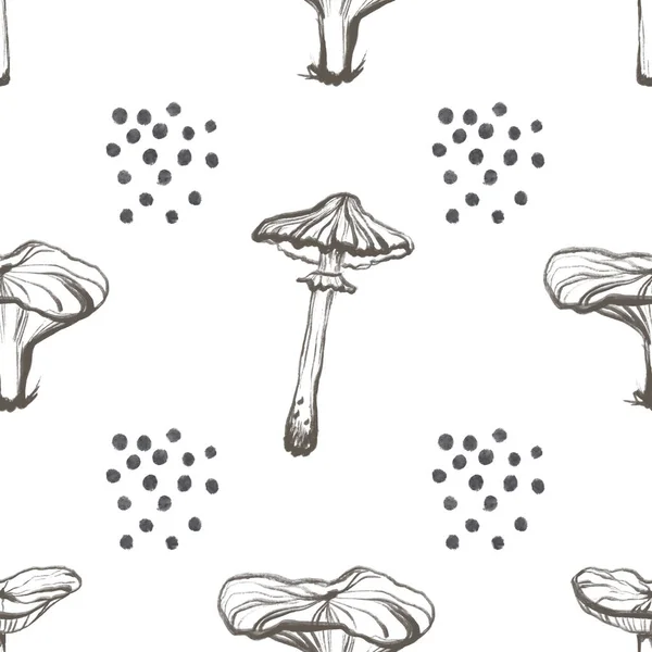 Padrão Doodle Sem Costura Com Ilustração Cogumelo Fundo Sem Fim — Fotografia de Stock