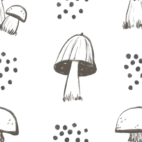 Nahtloses Doodle Muster Mit Pilz Illustration Endloser Hintergrund Mit Pilz — Stockfoto