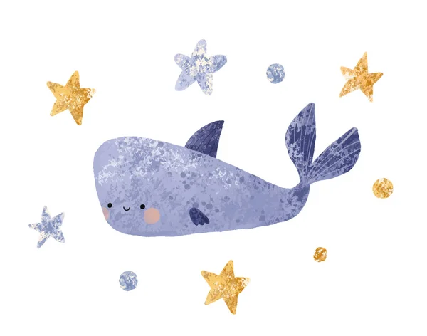 Geïsoleerde Schattige Zeevissen Set Van Zoetwateraquarium Cartoon Vissen Voor Print — Stockfoto