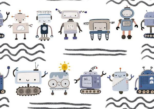 로봇으로 솔기없는 패턴을 식힌다 만화의 말장난 — 스톡 사진