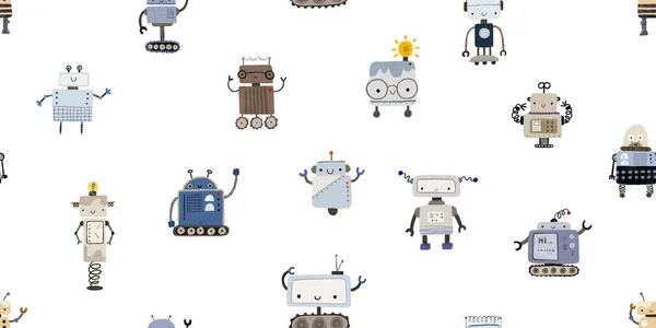 로봇들은 형태를 고립시켰다 로봇들 끝없는 괴물들 패턴을 반복하는 캐릭터를 아이들을 — 스톡 사진