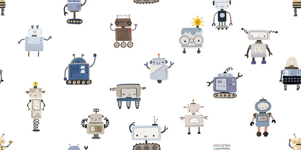 로봇들은 형태를 고립시켰다 로봇들 끝없는 괴물들 패턴을 반복하는 캐릭터를 아이들을 — 스톡 사진