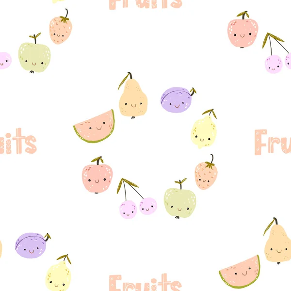 Seamless Pattern Exotic Fruits Hand Drawn Style Seamless Pattern Fruits — Stock Photo, Image