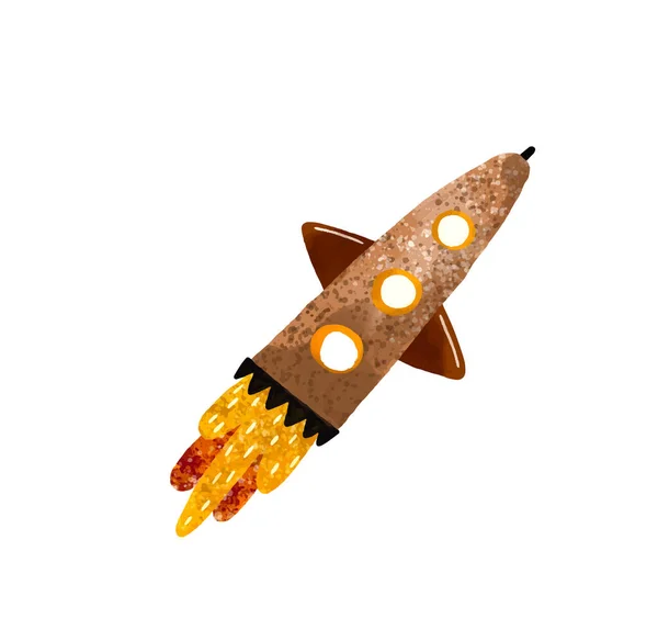 Ilustración Espacial Estilo Infantil Conjunto Elementos Del Cosmos Como Cohetes —  Fotos de Stock