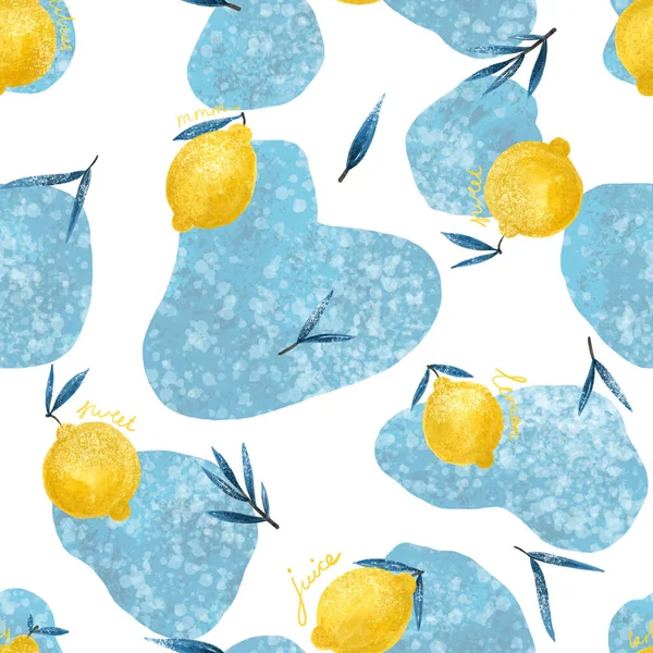 Sömlös Bakgrund Med Ljusa Gula Citroner Citrus Design Roligt Mönster — Stockfoto
