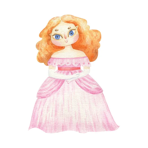Mão Pintado Princesa Ilustração Boneca Beleza Clipart Infantil Bonito Rainha — Fotografia de Stock
