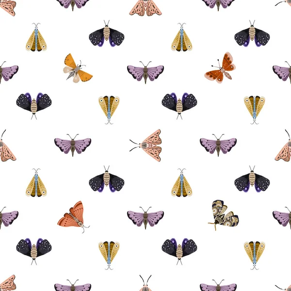 Batterflies를 다채로운 이음새가 그렸습니다 배터플라이 곤충과 귀여운 끝없는 디자인 디자인 — 스톡 사진