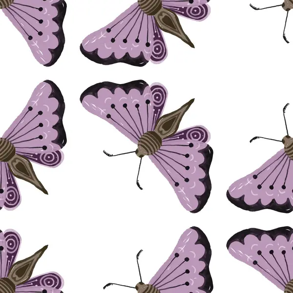Pintados Mão Padrão Sem Costura Colorido Com Batterflies Fundo Batterfly — Fotografia de Stock