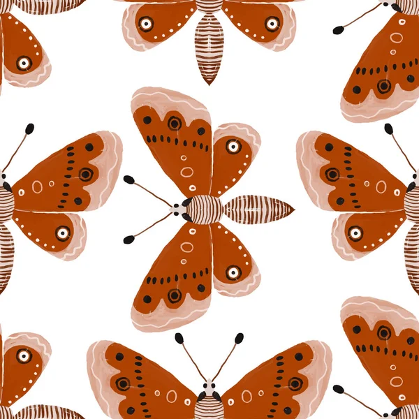 Ręcznie Malowane Bezszwowe Wzór Batterflies Kontekst Baterii Cute Niekończący Się — Zdjęcie stockowe