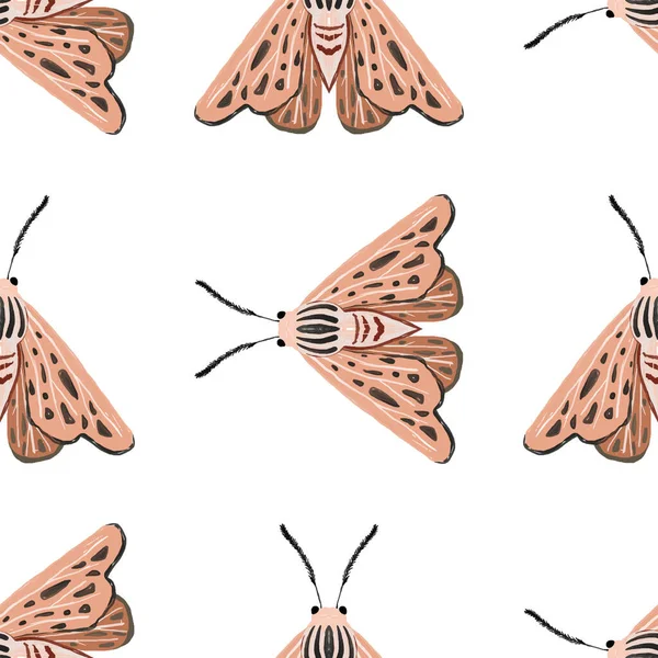 Pintado Mano Patrón Inconsútil Colorido Con Batterflies Fondo Mosca Lindo —  Fotos de Stock