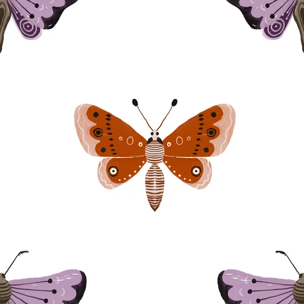 Kézzel Festett Színes Zökkenőmentes Mintát Batterflies Batterfly Háttér Aranyos Végtelen — Stock Fotó