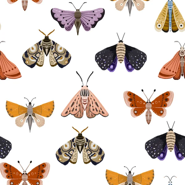 Pintado Mano Patrón Inconsútil Colorido Con Batterflies Fondo Mosca Lindo —  Fotos de Stock