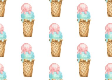 Güzel desen. Sonsuz tasarım, yiyecek, tatlı, dondurma. Tekstil, kreş, duvar sanatı, dijital kağıt için kusursuz desen