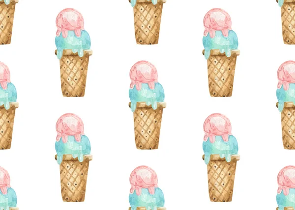 Sweet Pattern Endless Design Food Sweets Ice Cream Seamless Pattern — Stock Photo, Image
