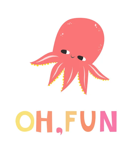 Vector Illustration Cute Octopus Flat Style Cute Octopus Big Eyes — Stock Photo, Image