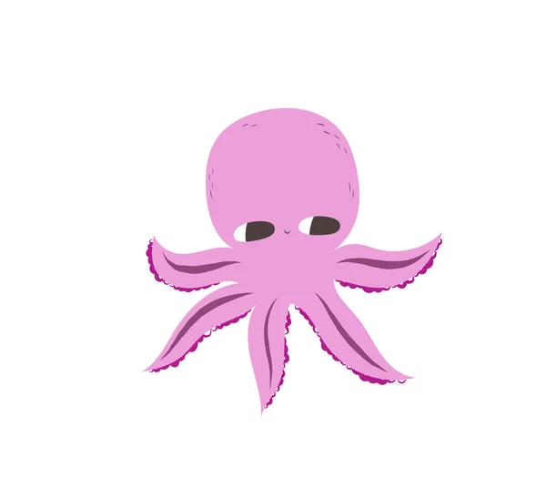 Illustratie Van Een Schattige Octopus Vlakke Stijl Leuke Octopus Met — Stockfoto