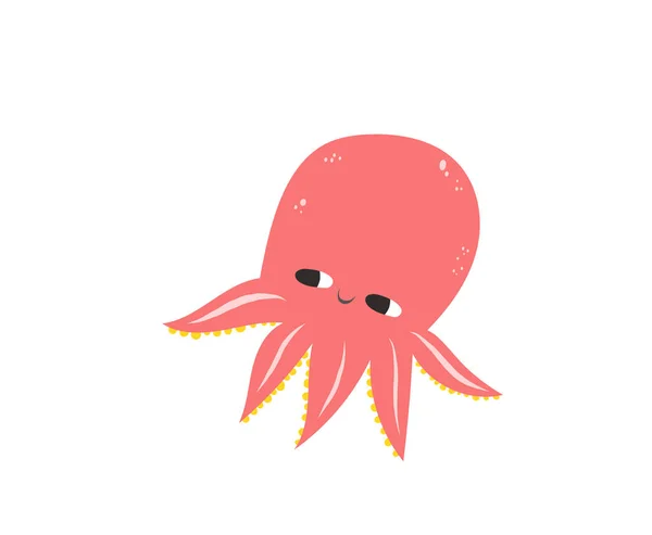 Vektorová Ilustrace Roztomilé Chobotnice Plochý Roztomilá Chobotnice Velkýma Očima Měkkýš — Stock fotografie