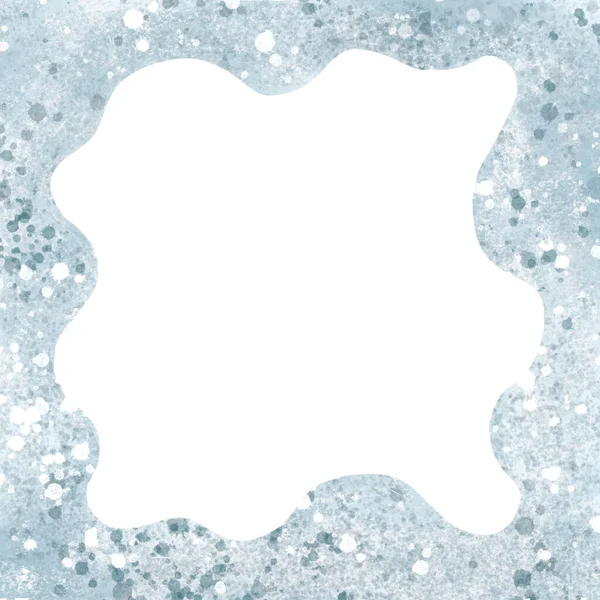 Dekorativer Quadratischer Rahmen Rahmen Blaue Farbe Mit Wellen Niedliches Design — Stockfoto