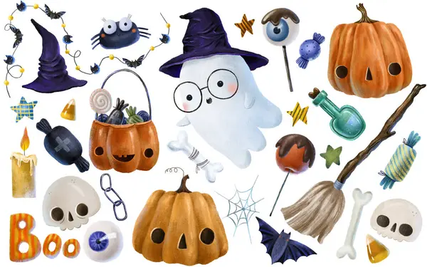 Vakantie Halloween Set Van Elementen Voor Design Set Met Halloween — Stockfoto