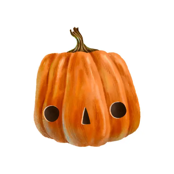 Pomerančová Dýně Zelenina Horor Halloween Ilustrace Izolovaný Prvek — Stock fotografie