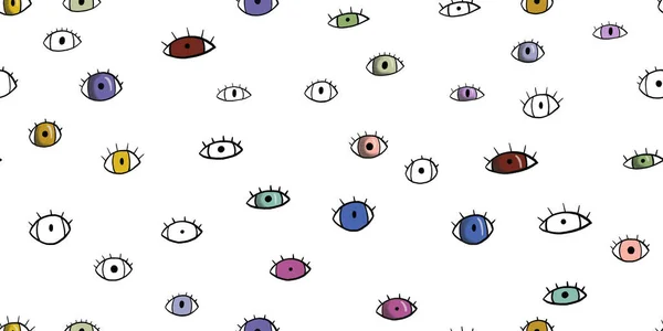Padrão Doodle Simples Com Olhos Planos Cores Diferentes Padrão Linha — Fotografia de Stock