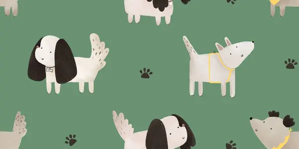 Cute Funny Cartoon Domestic Dogs Characters Hand Painted Illustration Puppy — Stock Photo, Image