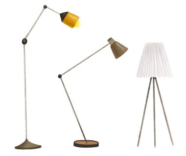 Zemin için yer lambası tasarımı. El çizimi vektör çizimi. İç döşeme ışığı