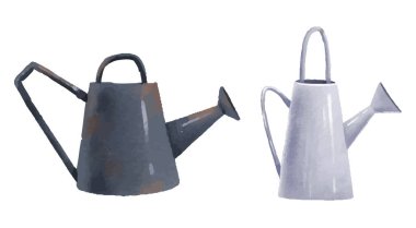 watering can garden metal vector illustration. Waterpot clipart