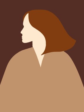 Mutlu kadınlar günü. Saç stili olan minimalist kız kafası. Kadın tasviri çizilmiş. Avatarlar için mükemmel. Moda ve güzellik. Tebrik kartı şablonu