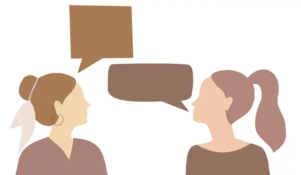 Young Women Talking Together People Communicating Positive Dialog Girls Speech — Stock Photo, Image