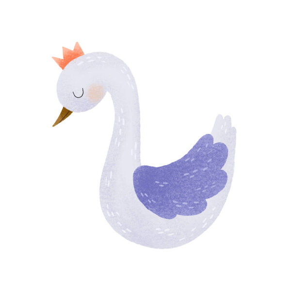 cute little swan hand painted illustration, fairy tail