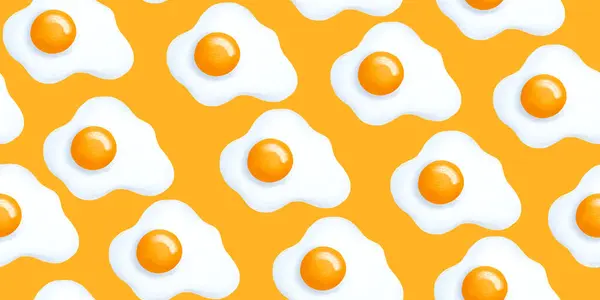 Horizontal background. Fried Eggs Pattern. Hand painted Seamless Fried Eggs Pattern or Wallpaper. White pattern