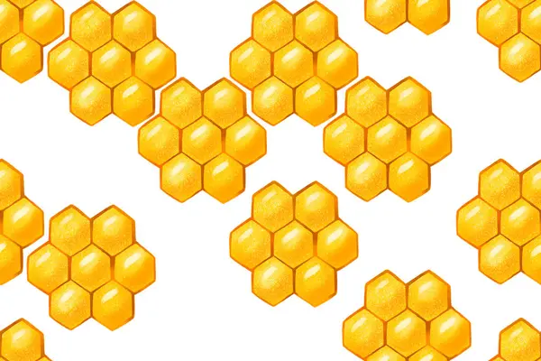 Seamless Pattern Honeycombs Cute Baby Background Hand Drawn Illustratio — Stock Photo, Image